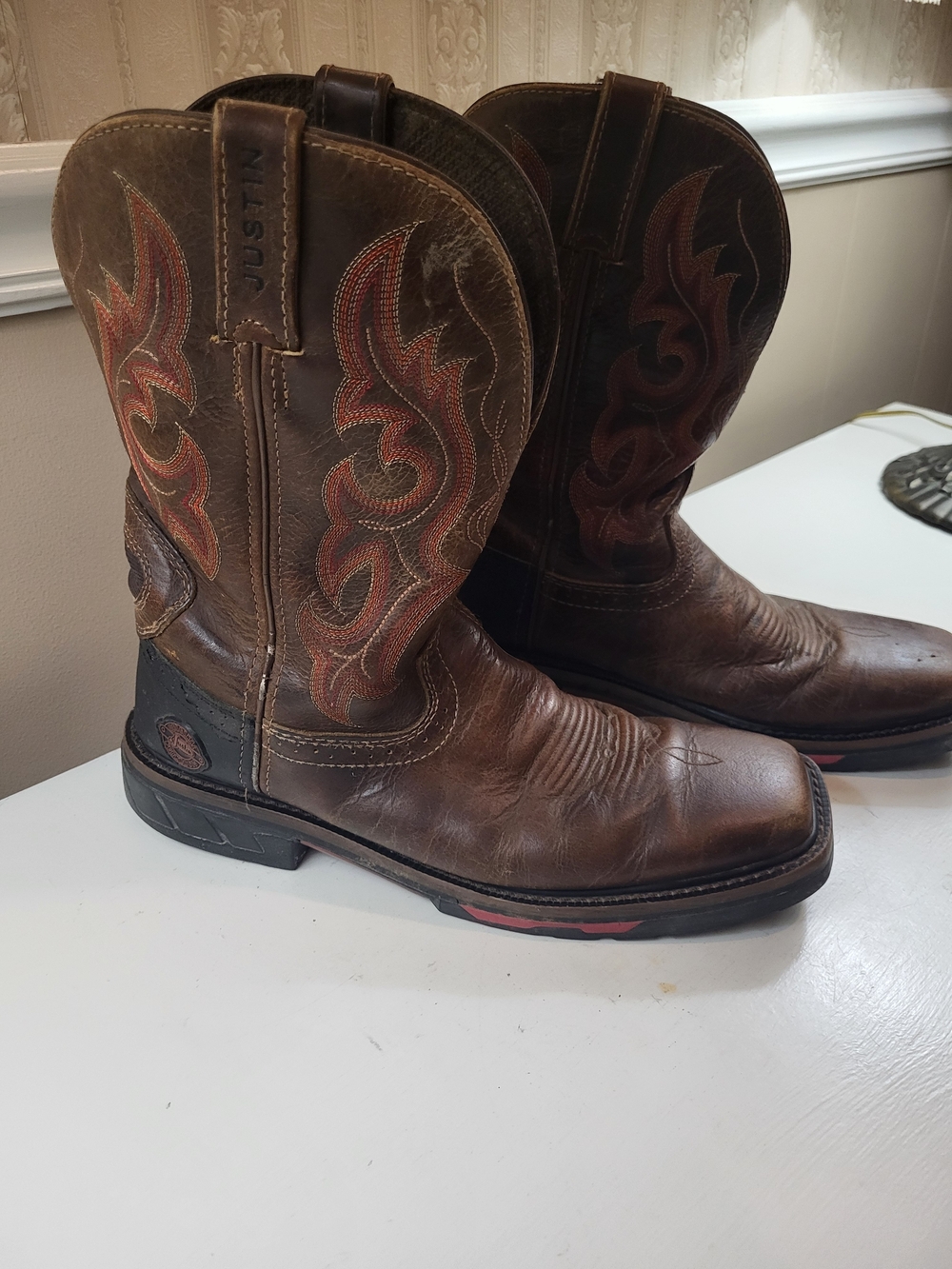 Justin Boots Brown Leather Western Work Boots - Brown